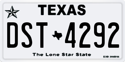 TX license plate DST4292