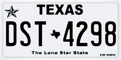 TX license plate DST4298