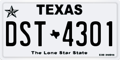 TX license plate DST4301