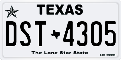TX license plate DST4305