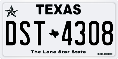 TX license plate DST4308