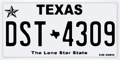 TX license plate DST4309