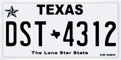TX license plate DST4312