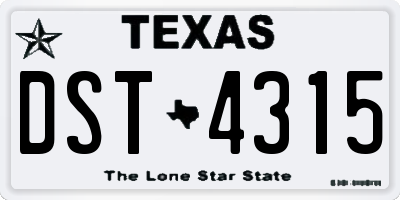 TX license plate DST4315