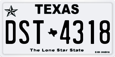 TX license plate DST4318