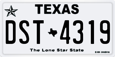 TX license plate DST4319