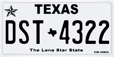 TX license plate DST4322