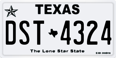 TX license plate DST4324