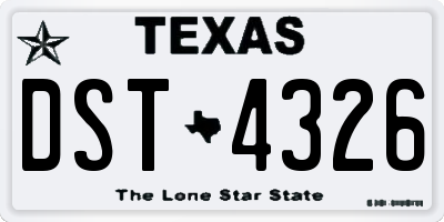 TX license plate DST4326
