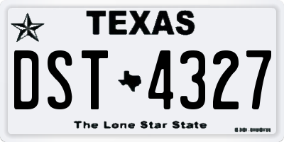 TX license plate DST4327