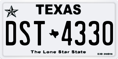 TX license plate DST4330