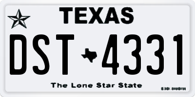 TX license plate DST4331