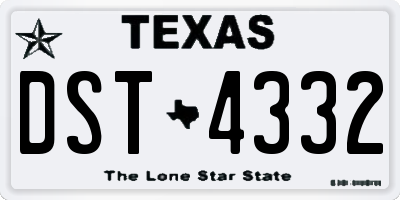 TX license plate DST4332