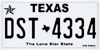 TX license plate DST4334