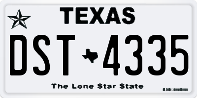 TX license plate DST4335