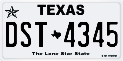 TX license plate DST4345