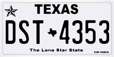 TX license plate DST4353