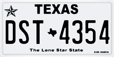 TX license plate DST4354