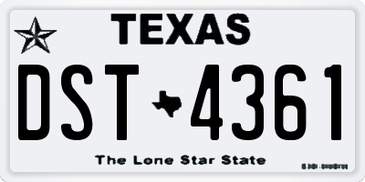 TX license plate DST4361