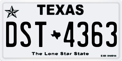 TX license plate DST4363