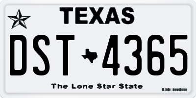 TX license plate DST4365