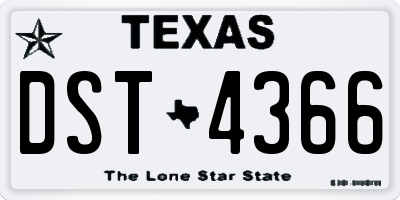 TX license plate DST4366