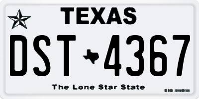 TX license plate DST4367