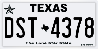 TX license plate DST4378
