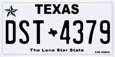 TX license plate DST4379