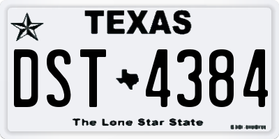 TX license plate DST4384