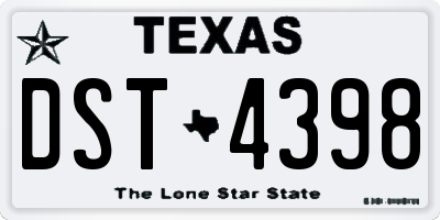 TX license plate DST4398