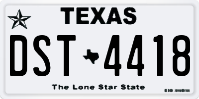 TX license plate DST4418
