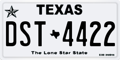 TX license plate DST4422