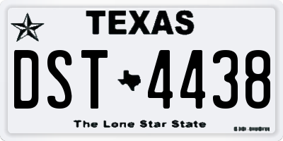 TX license plate DST4438