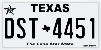 TX license plate DST4451