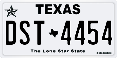 TX license plate DST4454