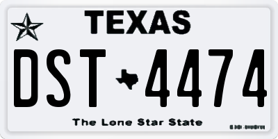 TX license plate DST4474