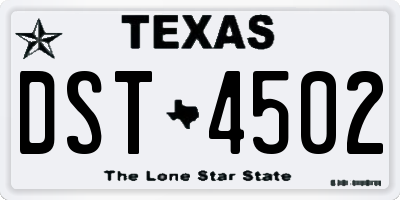 TX license plate DST4502