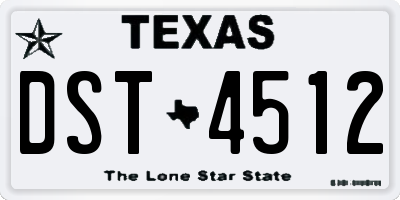 TX license plate DST4512