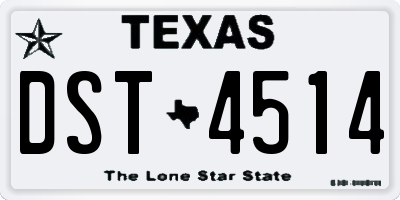 TX license plate DST4514