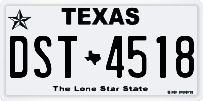 TX license plate DST4518