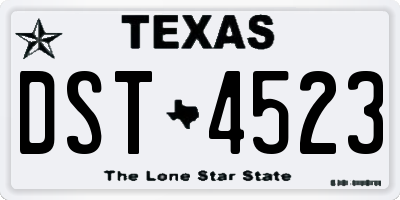 TX license plate DST4523