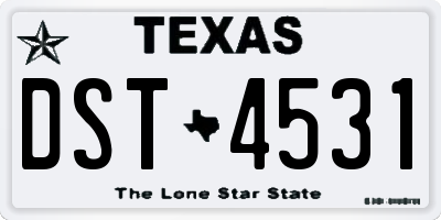 TX license plate DST4531