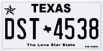 TX license plate DST4538