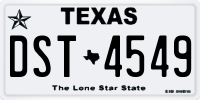 TX license plate DST4549