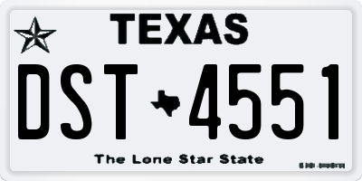 TX license plate DST4551