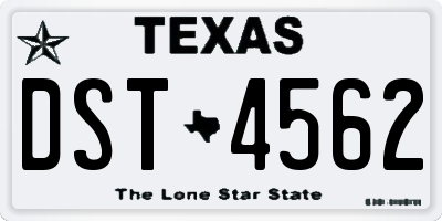 TX license plate DST4562