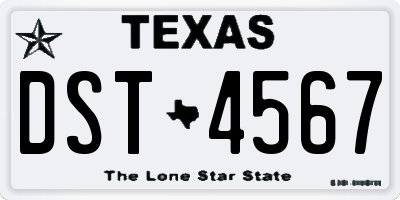 TX license plate DST4567