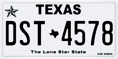 TX license plate DST4578