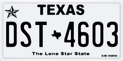 TX license plate DST4603